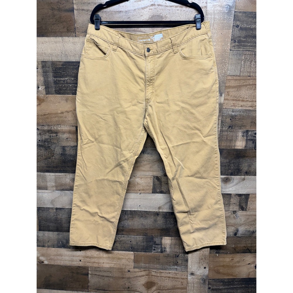 Carhartt Mens 40x30 Relaxed Fit Tan Canvas Work Pants Straight Leg Duck Cotton